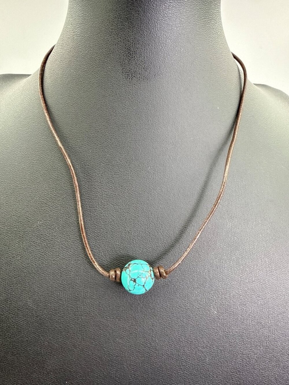 Peyote Bird 925 Sterling Silver Turquoise Leather Cord Choker Boho Necklace